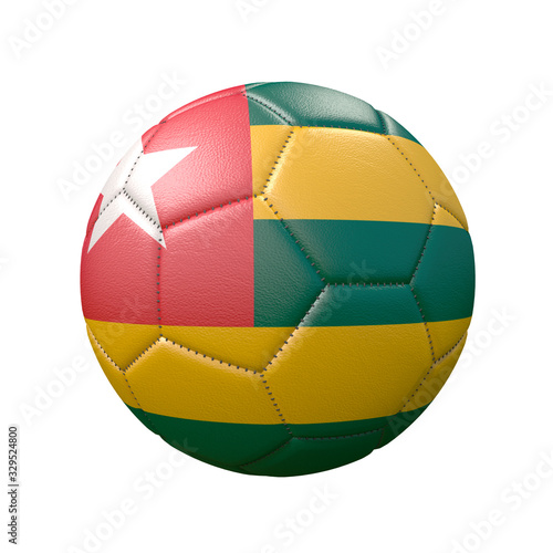 Soccer ball in flag colors isolated on white background. Togo. 3D image