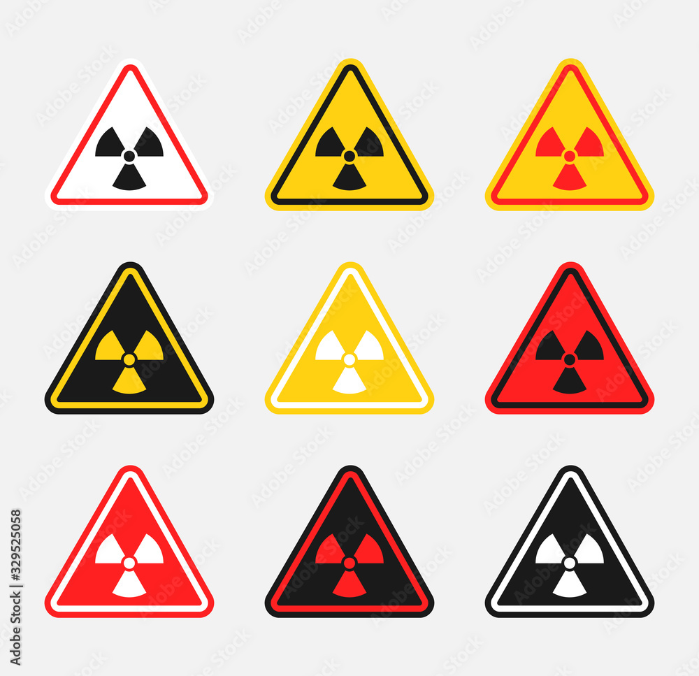 radiation danger sign set, radioactive hazard icons radiation danger sign set, radioactive hazard icons