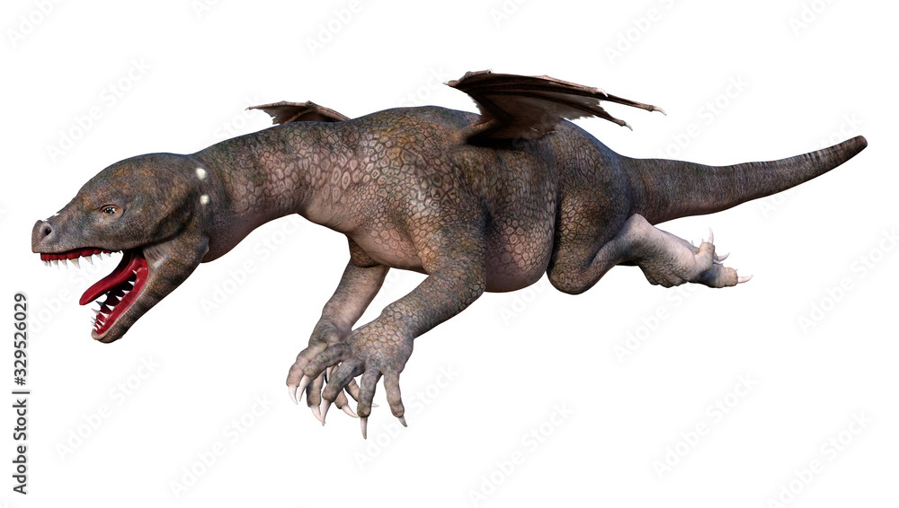 3D Rendering Fairy Tale Dragon on White 3D Rendering Fairy Tale Dragon on White