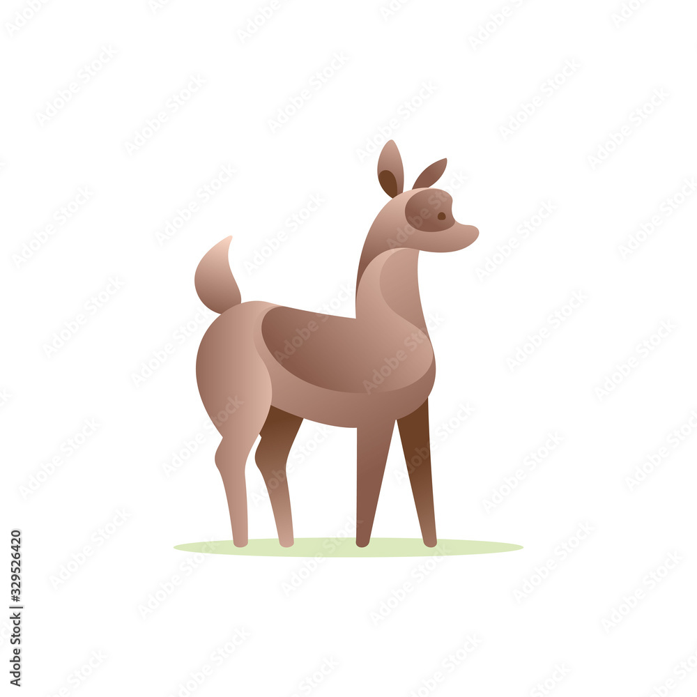 Naklejka premium Baby deer vector character logo. Volume gradient style.