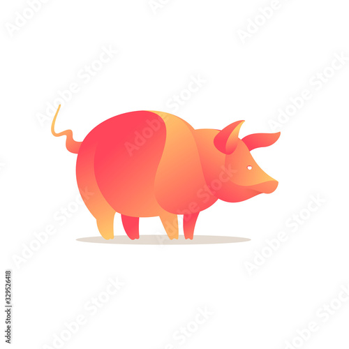 Pig farm logo. Volume gradient style.