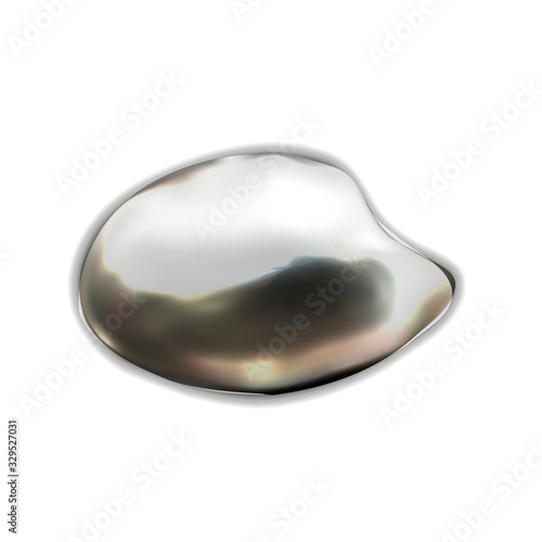 Glossy liquid metal drop on white