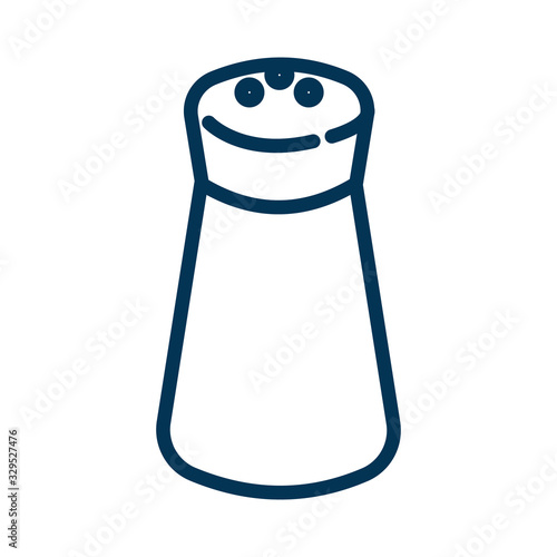 Salt shaker. Thin line vector outline icon of a container for salt or pepper seasoning on a white background isolated with editable stroke.