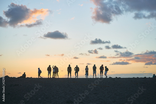 People sunset on the beach