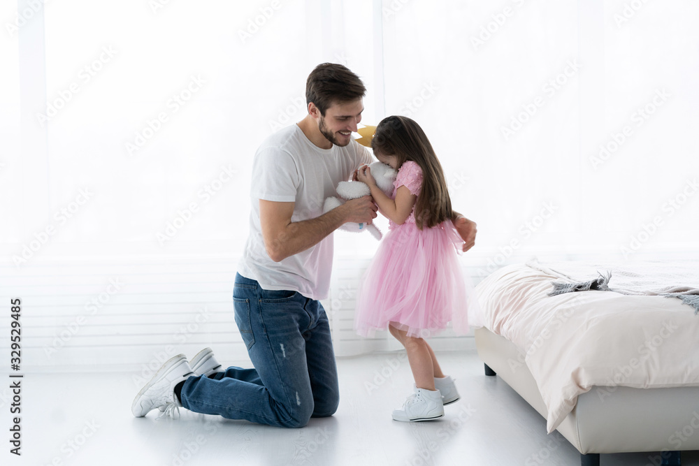 Father Congratulates Daughter with Happy Day 8 March. Daughter and Father Smile. Big Bear for Beautiful Daughter. Happiness and Springtime for Happy Daugter. Beautiful 8 March and Happy Big Smile. Father Congratulates Daughter with Happy Day 8 March. Daughter and Father Smile. Big Bear for Beautiful Daughter. Happiness and Springtime for Happy Daugter. Beautiful 8 March and Happy Big Smile.