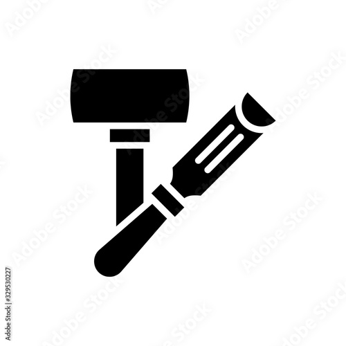 Wood Chisel Vector Icon Glyph Style Illustrations 