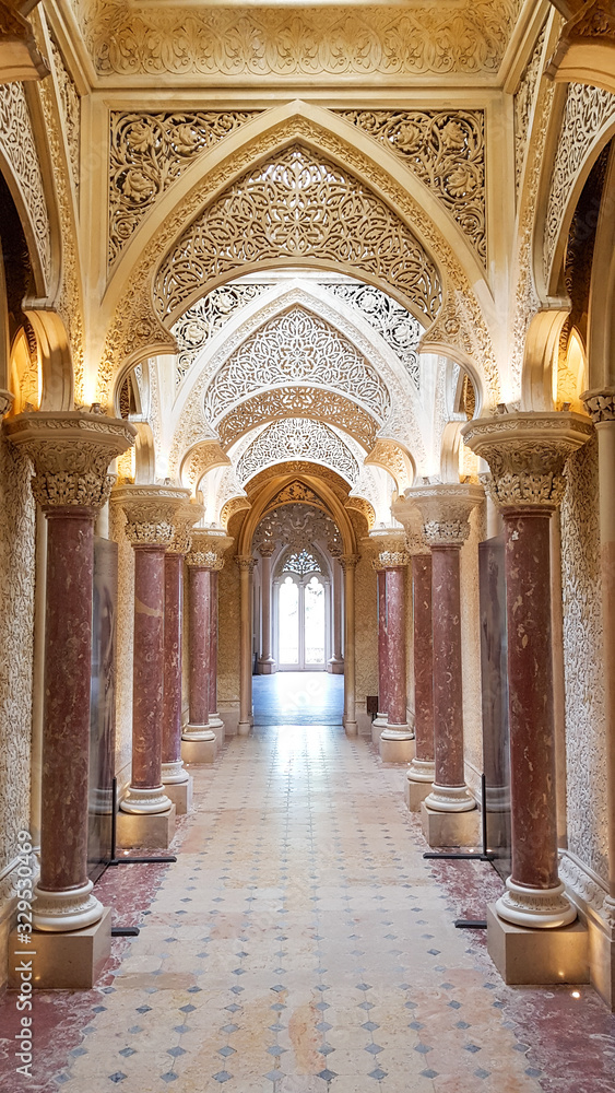 Elements of interior architecture - halls of arches in oriental style