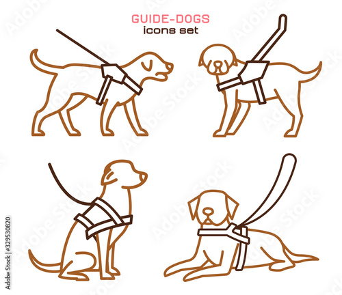 Guide dog icons set
