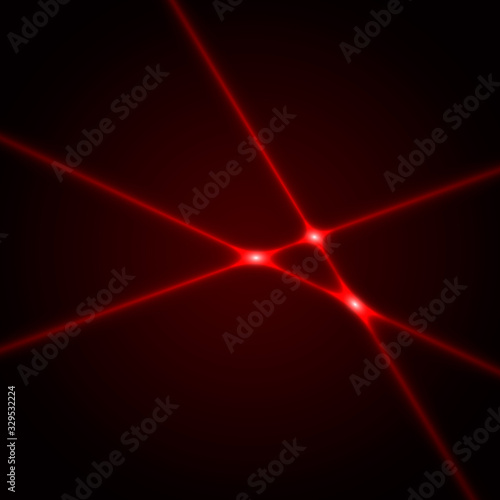 Red laser beams. Vector illustration.