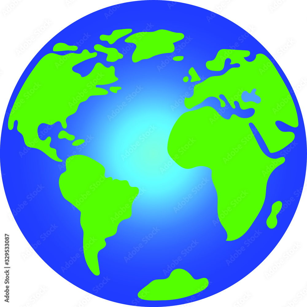 Earth globe in vector illustration with planet, continents and ocean