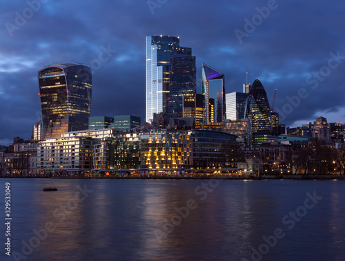 A night view of the City of London over the Thames