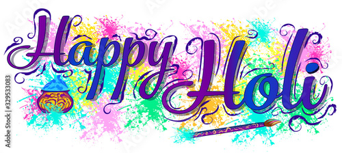 Happy Holi party poster. Wall stickers