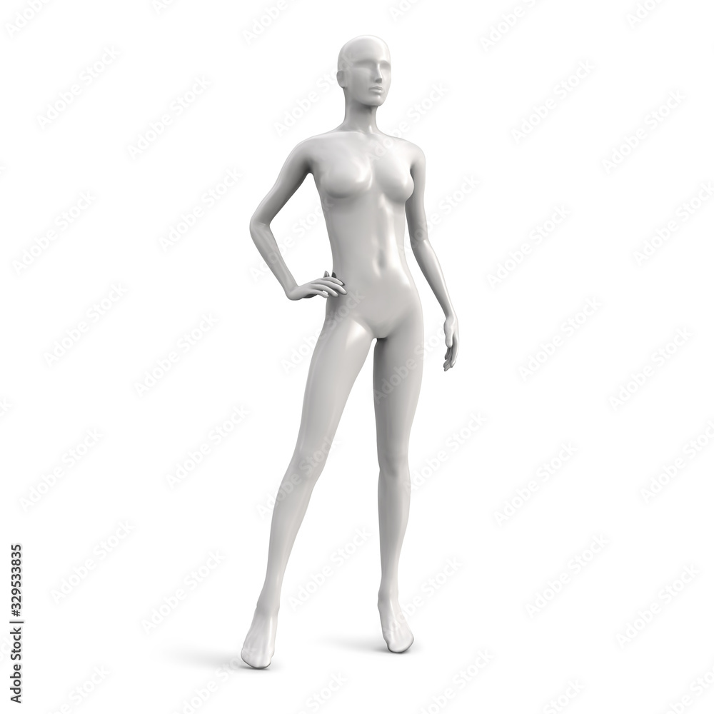 Vector female mannequin of white color. Front side.