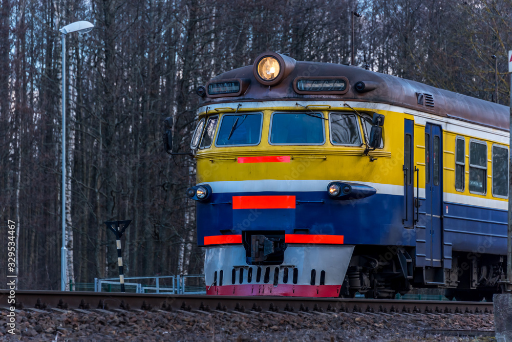 Naklejka premium Old Soviet Era Electric Train in Riga Latvia