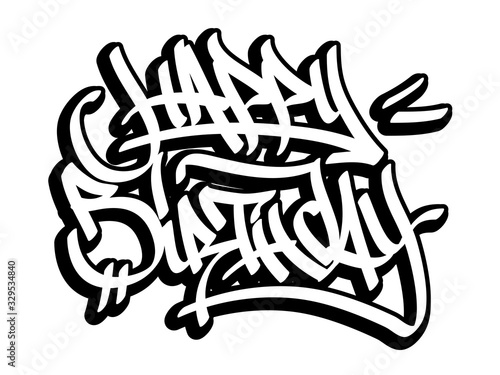 Wall Mural Happy birthday card in graffiti style
