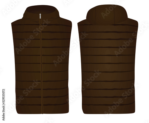 Brown vest with cap. vector illustration