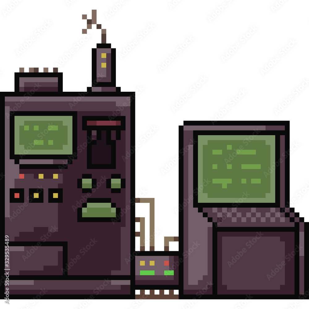 vector pixel art isolated old machine Stock Vector | Adobe Stock