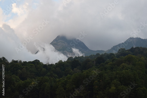 clouds over mountains