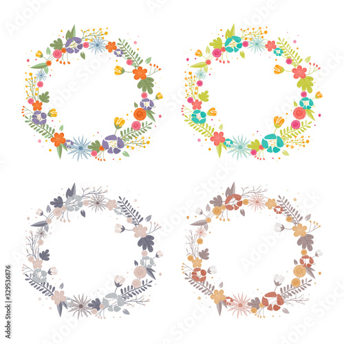 Set of colorful. Round cute frame with your text. Design element for invitations, greeting cards, bunners and more
