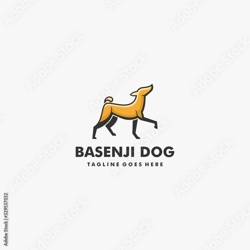 Vector Logo Illustration Dog Pose Mascot Cartoon Style.