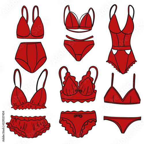 Set of female underwear isolate on a white background. Vector graphics.