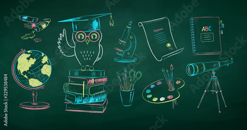 Set of education symbol objects