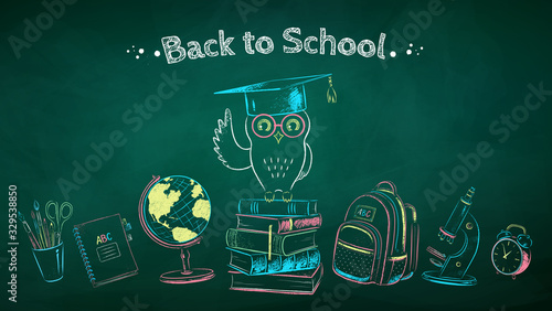 Vector chalked poster with education symbols