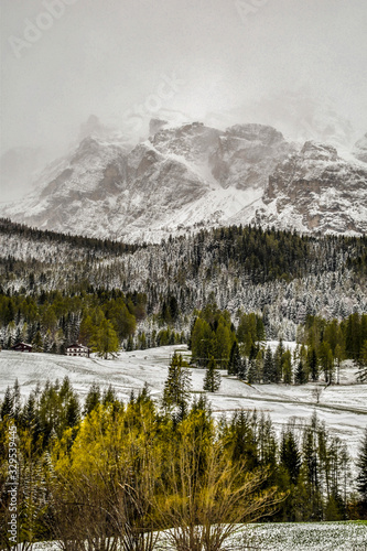 Stunning winter mountains in Italian Dolomites