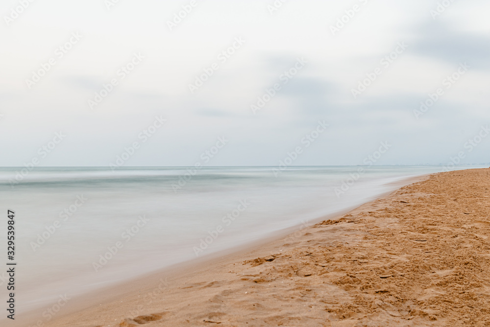 Long exposure view of beach in Mediterranean Sea