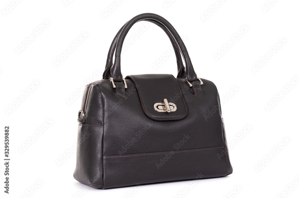 black leather women bag isolated on white background black leather women bag isolated on white background