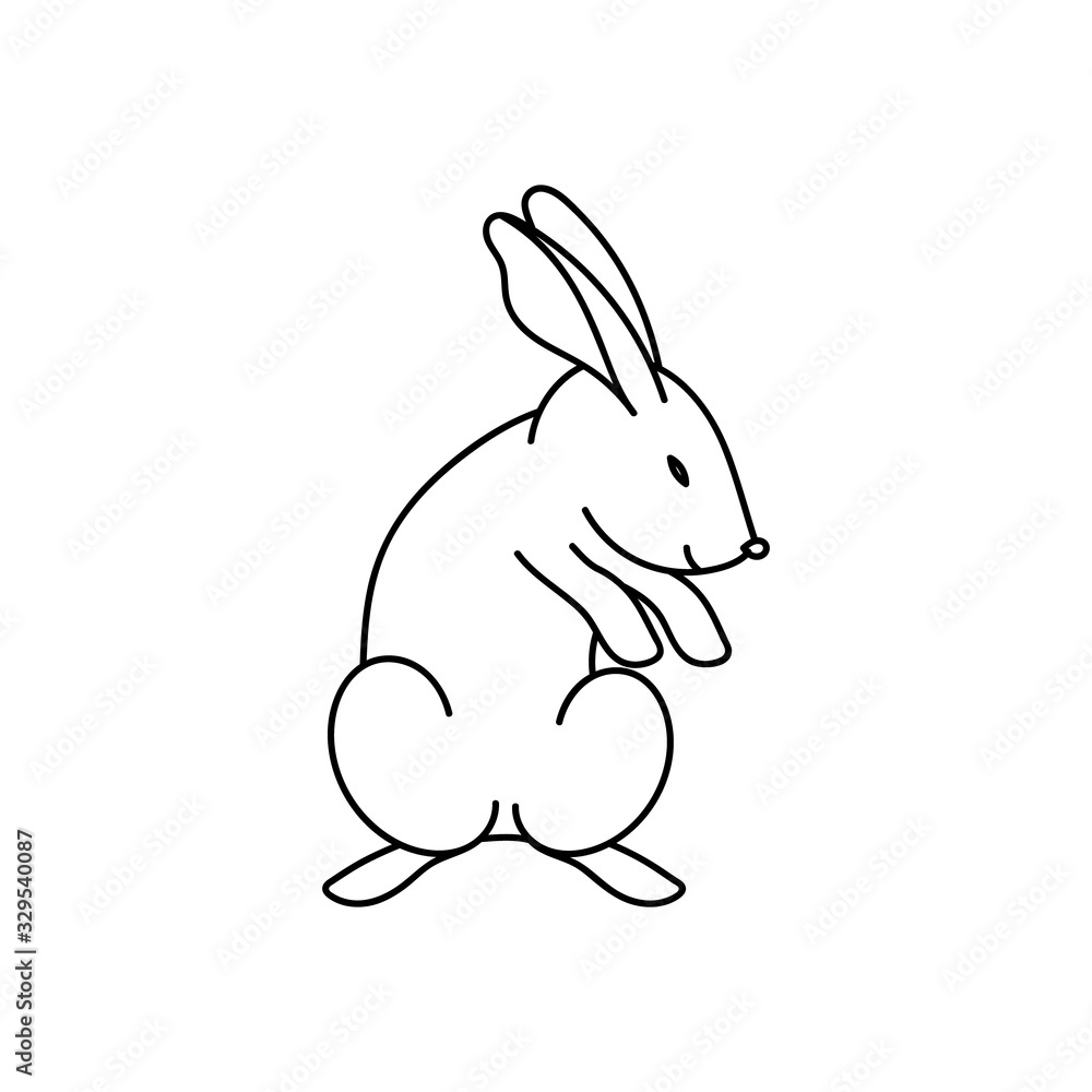 White and black Rabbit. Coloring book. silhouette White and black Rabbit. Coloring book. silhouette