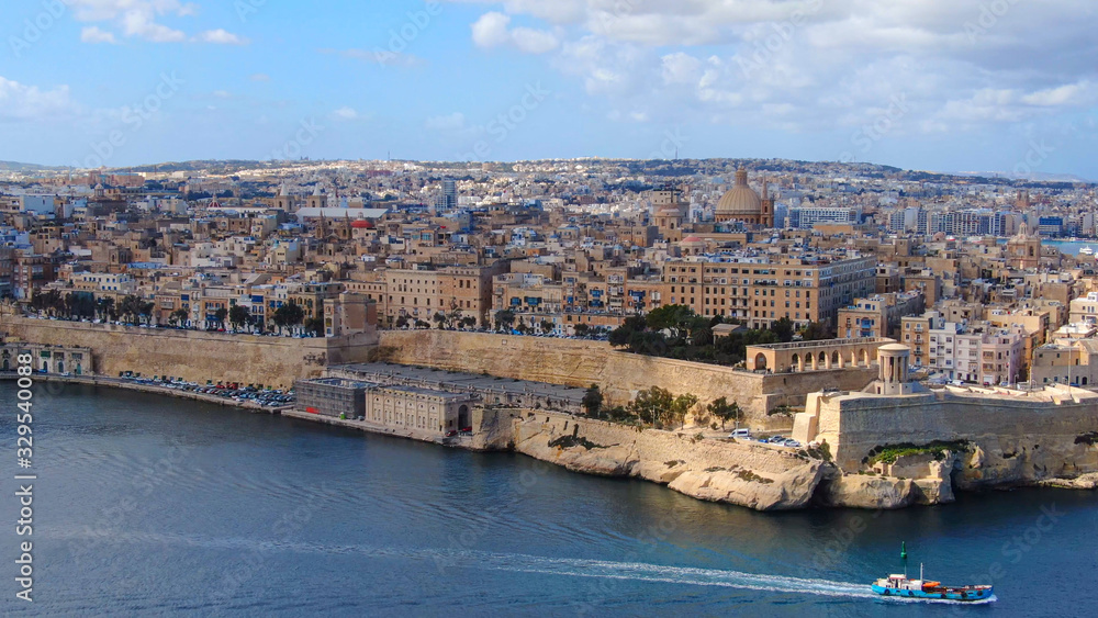 Amazing aerial view over Valletta the capital city of Malta - aerial photography