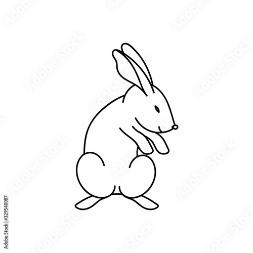 White and black Rabbit. Coloring book. silhouette