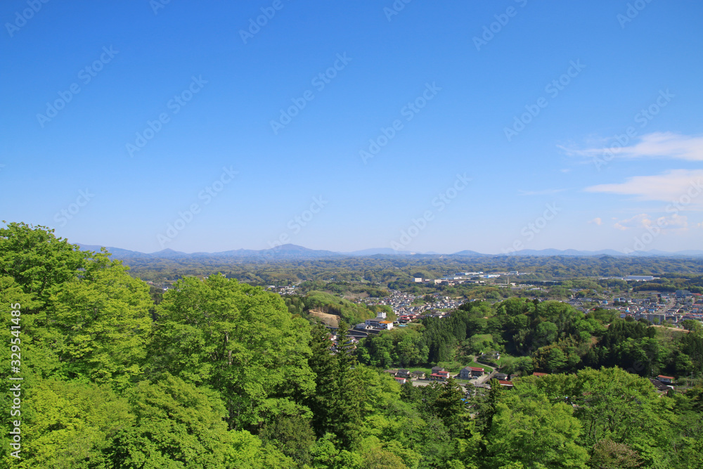 霞ヶ城天守台からの眺め（福島県・二本松市）