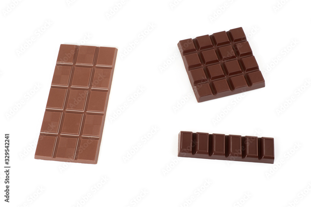 different kinds of chocolate on white background. different kinds of chocolate on white background.