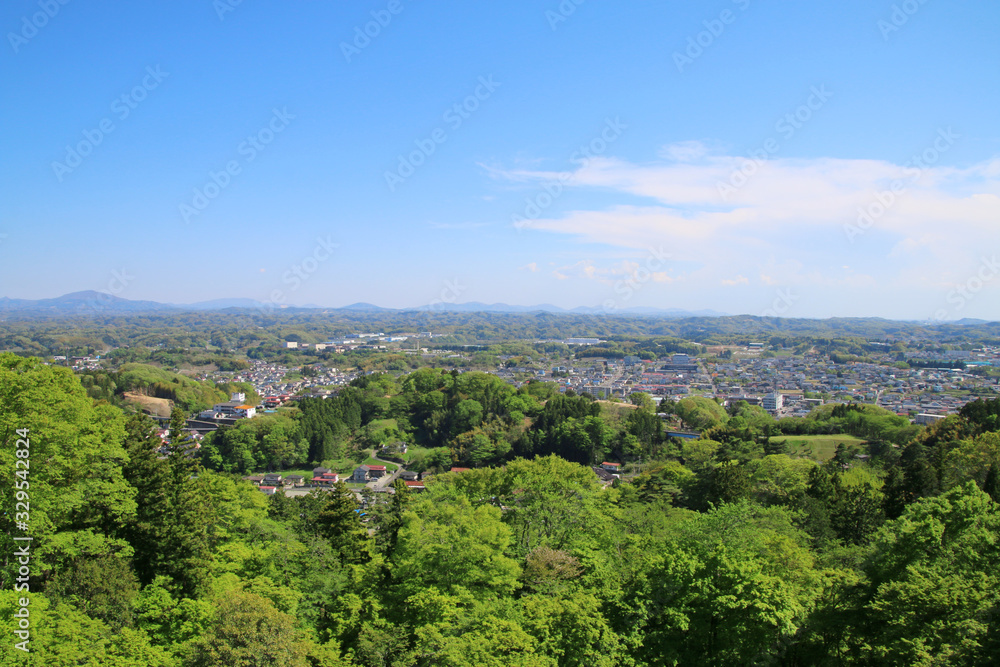 霞ヶ城天守台からの眺め（福島県・二本松市）
