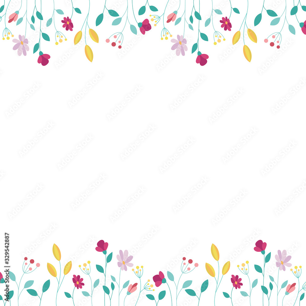 Floral frame design elements on white background Floral frame design elements on white background
