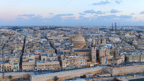 Aerial view over the city of Valletta - the capital city of Malta - aerial photography © 4kclips