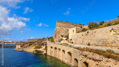 Famous Fort Rikasoli in Kalkara Malta from above - aerial photography © 4kclips
