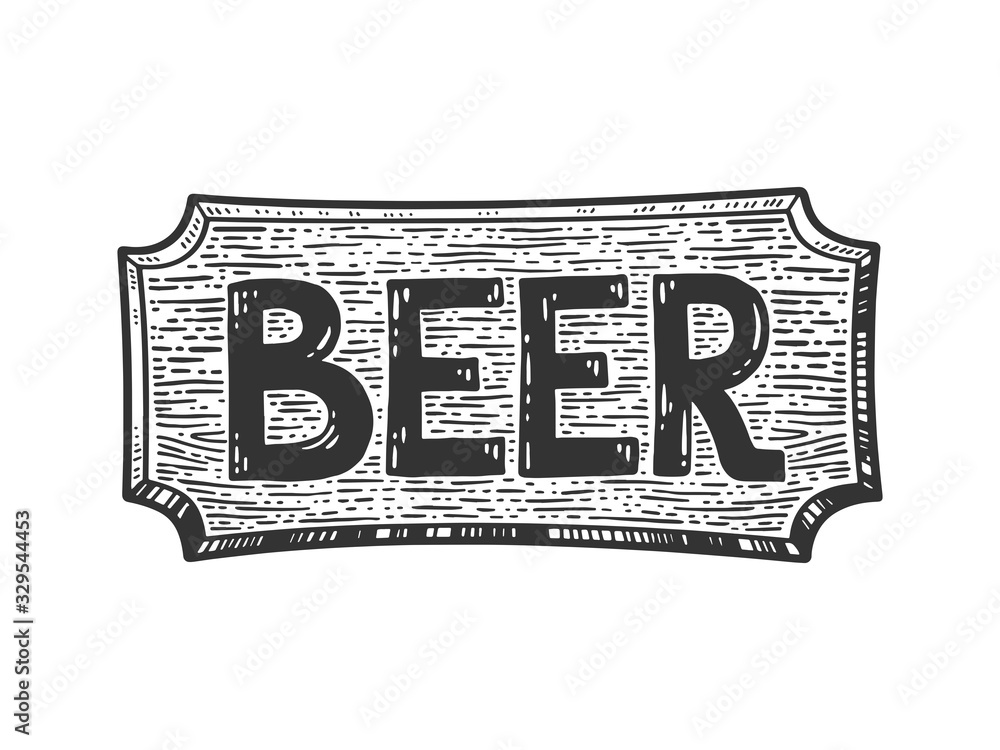 beer wooden signboard sketch engraving vector illustration. T-shirt apparel print design. Scratch board imitation. Black and white hand drawn image. beer wooden signboard sketch engraving vector illustration. T-shirt apparel print design. Scratch board imitation. Black and white hand drawn image.