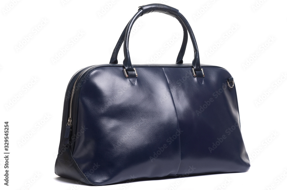 stylish female leather bag on a handle isolated on a white background stylish female leather bag on a handle isolated on a white background