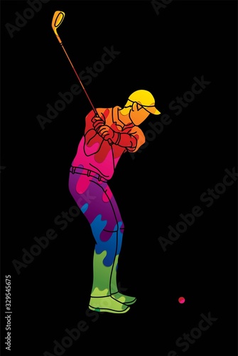 Golf player Golfer action cartoon sport graphic vector.