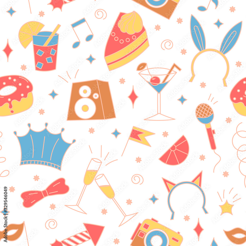 Birthday Party Seamless pattern for web, wallpaper, wrapping, scrapbook Birthday Party Seamless pattern for web, wallpaper, wrapping, scrapbook