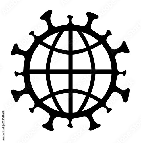 Coronavirus, COVID-19, Symbol, logo, icon, with earth symbol isolated on white. Vector illustration.