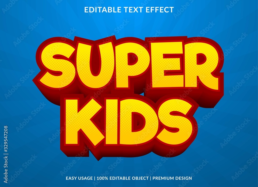 TEXT EFFECT super kids text effect template with 3d style and bold font concept use for brand label and logotype sticker