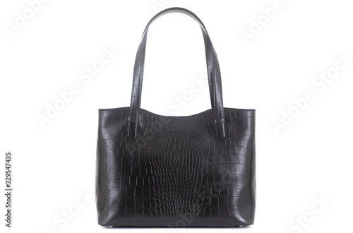 black elegant leather women bag with handle