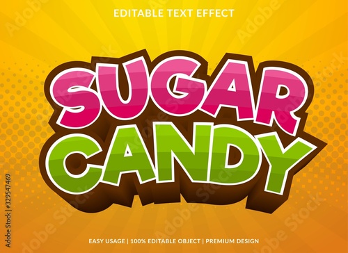sugar candy text effect template with 3d style and bold font concept use for brand label and logotype sticker