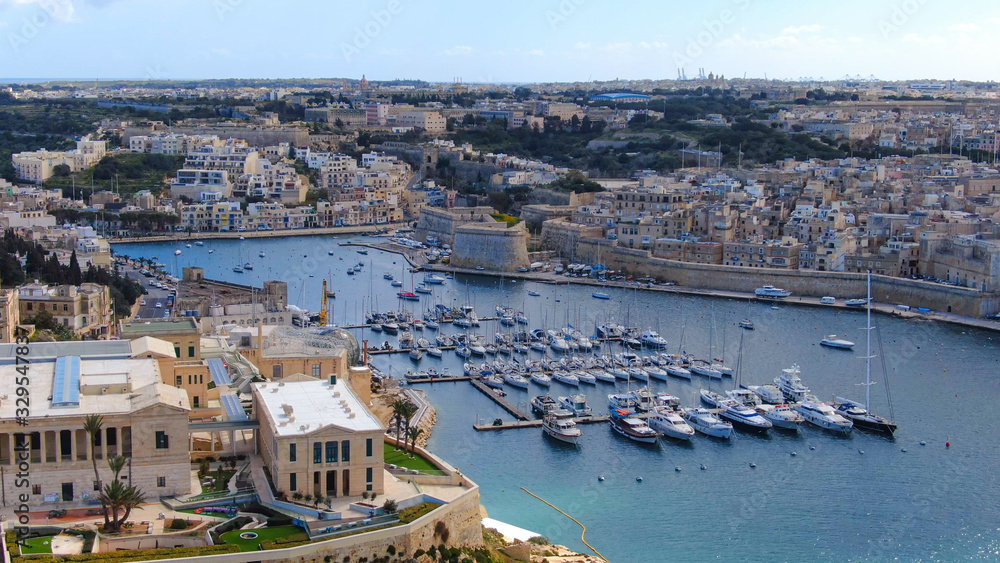 Beautiful Rinella Bay in Malta from above - aerial photography