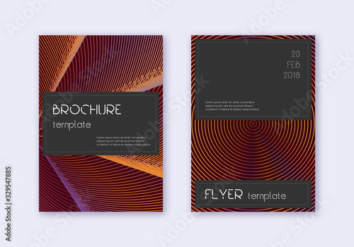 Black cover design template set. Orange abstract l