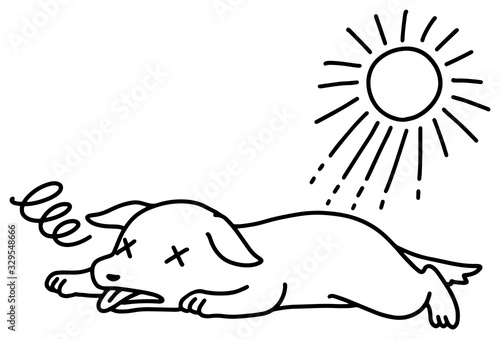 熱中症の犬のイラスト